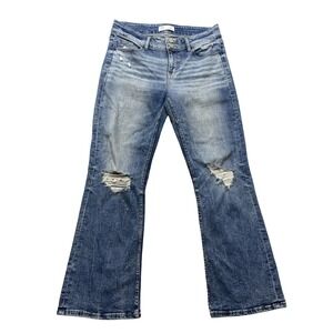 BKE Payton Bootcut Jeans Womens 30x29.5 Blue Wash Mid Rise Distressed Stretch